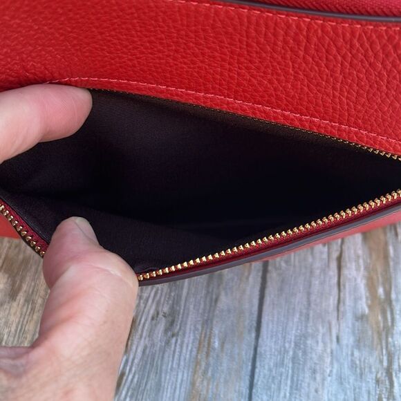 Coach Teri Hobo Shoulder Bag Pebble Leather Purse Red - Picture 5 of 10